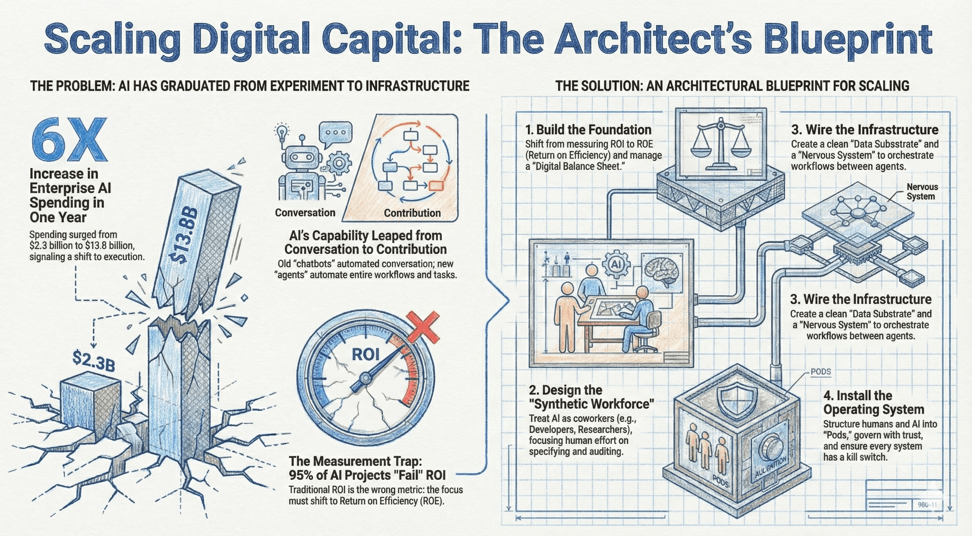Scaling Digital Capital complete book infographic showing all chapters and their connections